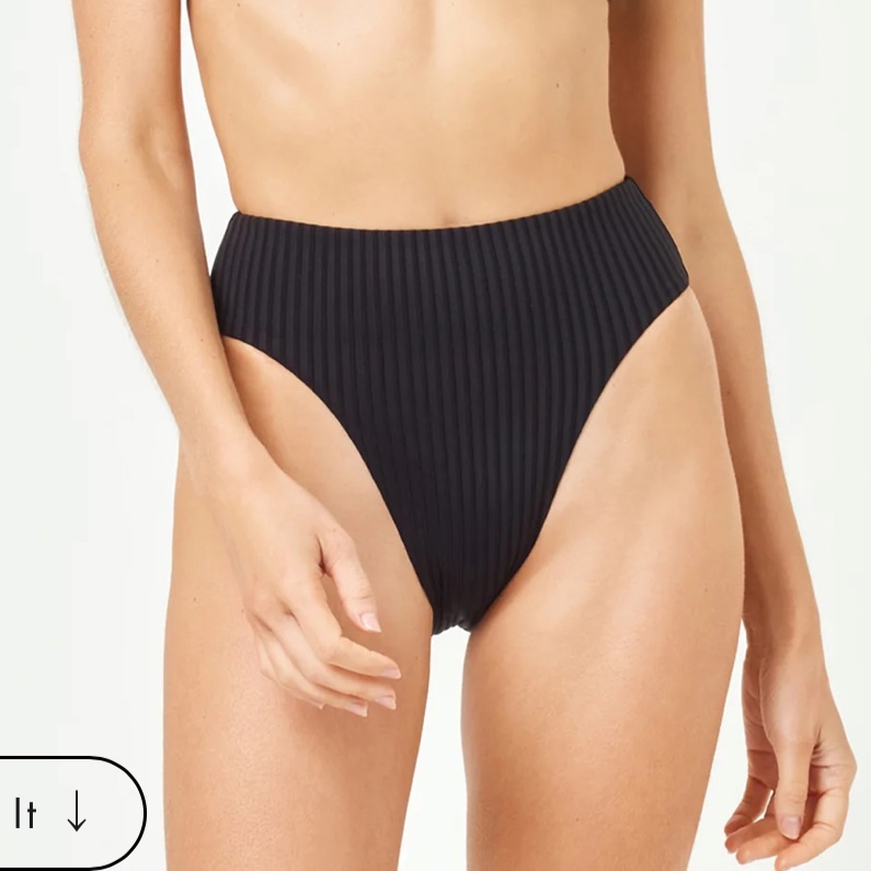 L*Space Savannah Black Ribbed Bikini Bottom Nwt